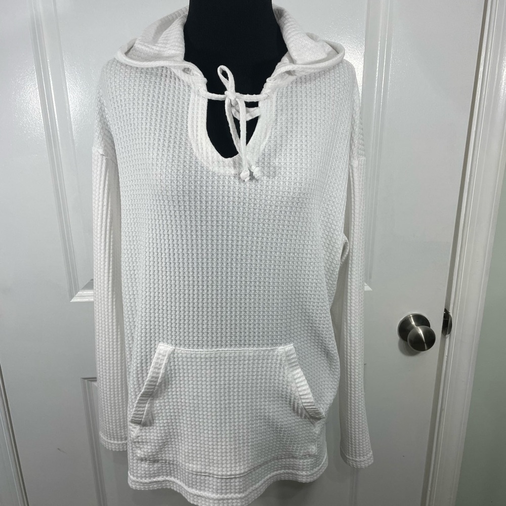Cathy Daniels Ivory Knit Hoodie with hood Size Large CB-20